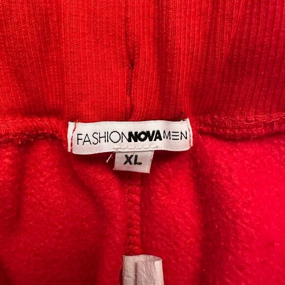 Fashion Nova Luxury Drawstring Cotton Blend Fleece Jogger Sweatpants Red Size XL - Picture 4 of 4